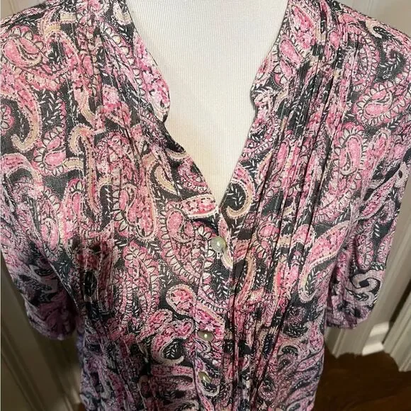 Ruby Red Large Paisley Blouse  Like New - Picture 4 of 7